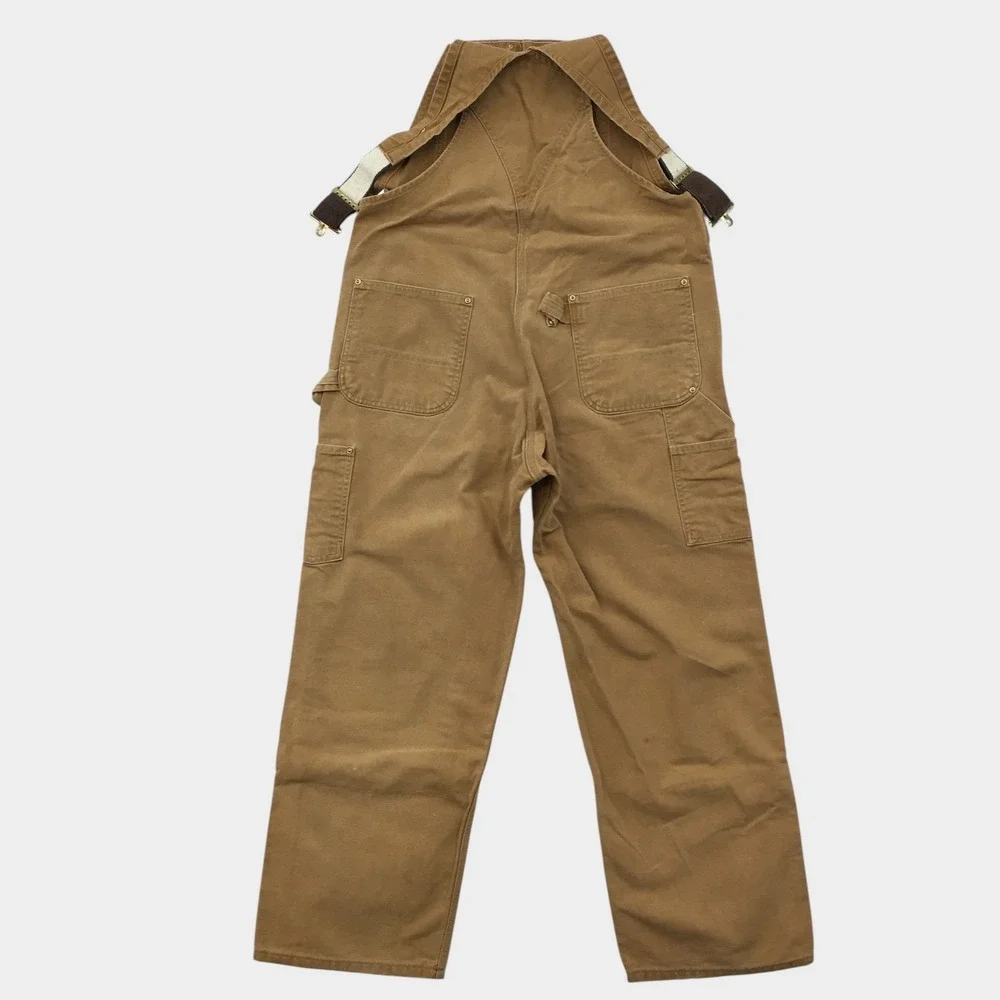 Carhartt Duck Bib Overalls Mens 38x30 Brown Cotton Canvas Double Knee Workwear